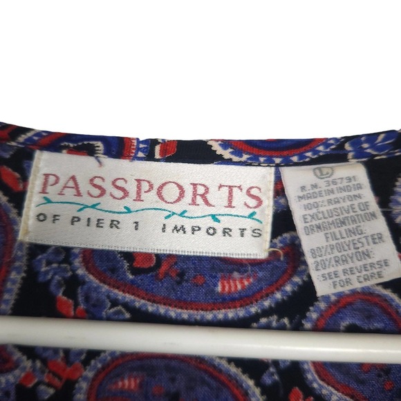 Vintage Passports for Pier1 Imports Quilted Chest Paisley Print Maxi Dre… - Picture 5 of 9